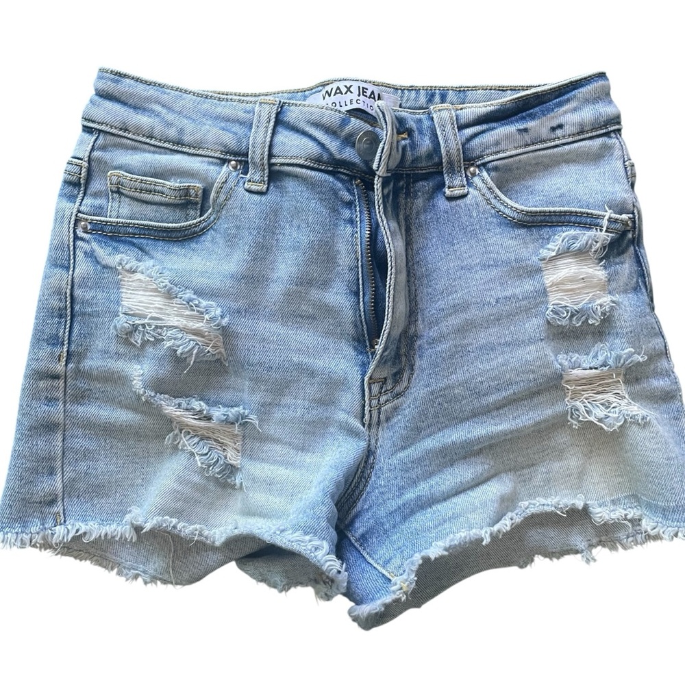 Wax Jean Blue Distressed Jean Shorts